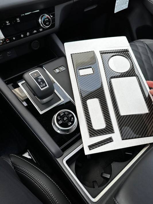 Carbon Fiber Gear Shifter Console Overlay for Mitsubishi Outlander PHEV (2023-2025)